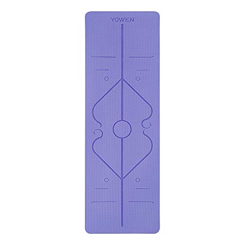 Colchoneta de Yoga, Esterilla Yoga, Tapete de Yoga, 6mm TPE Yoga Mat, Estera Yoga Ecológica de Ejercicios Antideslizante Esterilla de Entrenamiento para Pilates con Sistema de Alineación Corporal