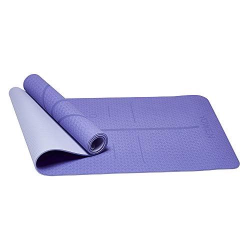 Colchoneta de Yoga, Esterilla Yoga, Tapete de Yoga, 6mm TPE Yoga Mat, Estera Yoga Ecológica de Ejercicios Antideslizante Esterilla de Entrenamiento para Pilates con Sistema de Alineación Corporal