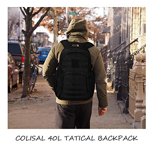 Colisal Mochila Militar 40L Mochila Tactica para Hombre Mochila Ejercito con Molle Gran Capacidad Mochila Asalto para Senderismo Mochila Negro