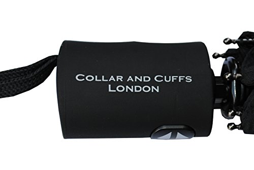 COLLAR AND CUFFS LONDON - 4 cm Ultra Plano - A Prueba DE Viento - Fuerte - Estructura Reforzada con Fibra de Vidrio - Apertura y Cierre Automático - Paraguas Plegable - Compacto - Rojo Burdeos