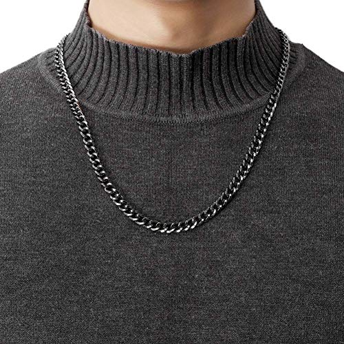 Collar de joyería de moda encantador para mujeres y hombres Hip-Hop, collar largo de cadena cubana Pary, Club, Pub, Street Decor Jewelry para ella, color: plateado (color: negro) Collar de joyería de moda encantador para mujeres y hombres Hip-Hop, collar largo de cadena cubana Pary, Club, Pub, Street Decor Jewelry para ella, color: plateado (color: negro)