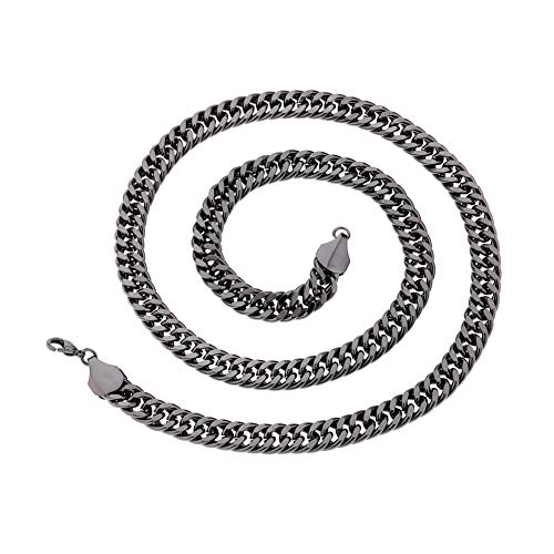 Collar de joyería de moda encantador para mujeres y hombres Hip-Hop, collar largo de cadena cubana Pary, Club, Pub, Street Decor Jewelry para ella, color: plateado (color: negro) Collar de joyería de moda encantador para mujeres y hombres Hip-Hop, collar largo de cadena cubana Pary, Club, Pub, Street Decor Jewelry para ella, color: plateado (color: negro)