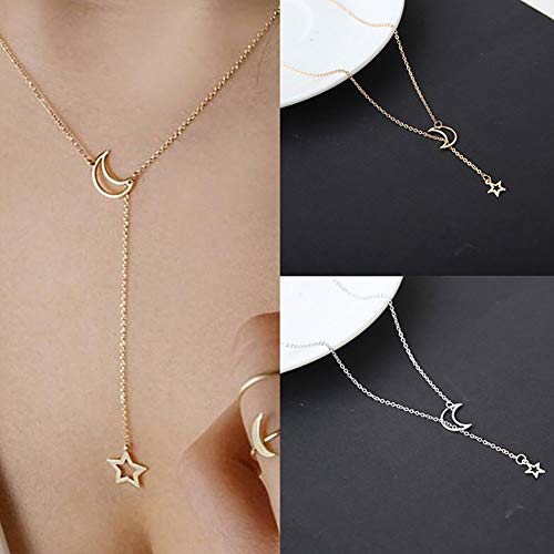 Collar encantador de joyería para mujer y colgante simple de luna, estrella, gargantilla, fiesta, club, mujer, joyería para ella, color: plata (color: plata) Collar encantador de joyería para mujer y colgante simple de luna, estrella, gargantilla, fiesta, club, mujer, joyería para ella, color: plata (color: plata)