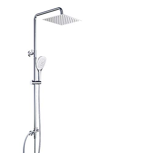 Columna Ducha Dalmo, Sistema de Ducha con Alcachofa, Conjunto Ducha Regulable Metal Completo con 3 Cabezales de Ducha, Grifo Ducha de Altura Adjustable, Conjunto Combinado de Ducha de ángulo Cariable