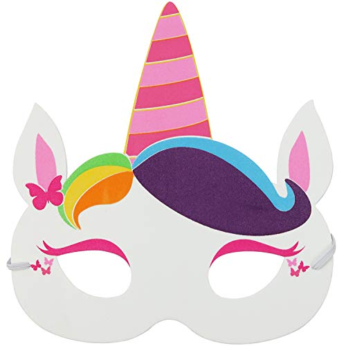com-four® 12x Máscaras de Unicornio para niños [selección varía] - Conjunto de máscaras para cumpleaños y Fiestas temáticas (12 Piezas - máscara Unicornio)