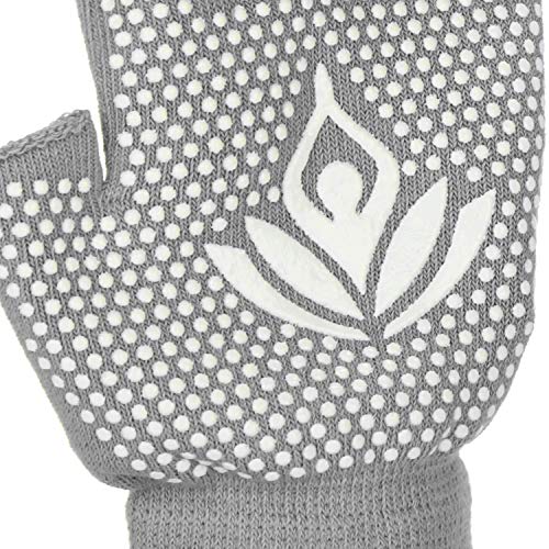 com-four® Guantes de Yoga y Almohadilla de Yoga - Guantes de Fitness con Agarre - Rodillera Antideslizante para Yoga y Pilates - Guantes sin Dedos para Fitness