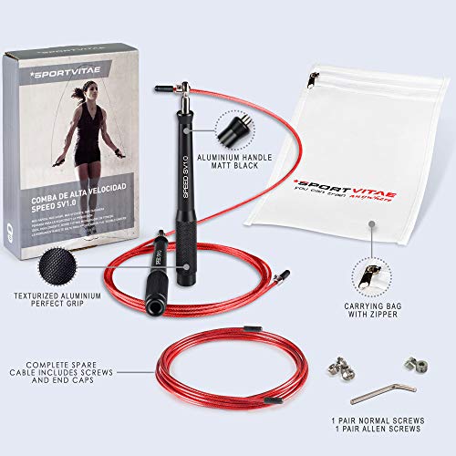 Comba de alta Velocidad Aluminio Sportvitae Speed SV1.0 CrossFit Boxeo Double Unders Ajustable Comba de alta Velocidad Aluminio Sportvitae Speed SV1.0 CrossFit Boxeo Double Unders Ajustable