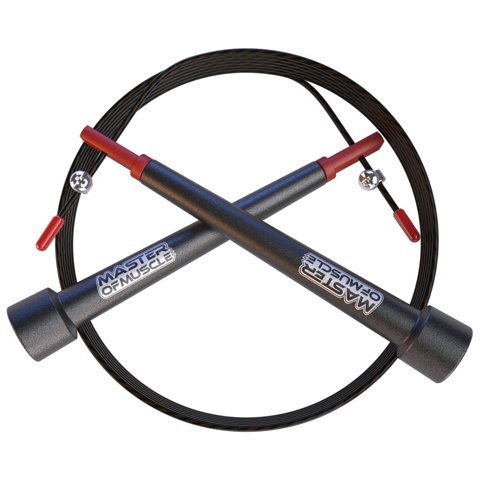 Comba de Saltar Crossfit de velocidad - cable de acero ligero - cuerda negra con longitud ajustable - para el entrenamiento y calentamiento, boxeo y otros deportes + Bolsa Y Guía de instrucciones