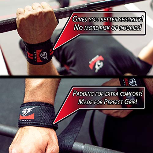 Combo Lifting Straps + Wrist Wraps Correas Levantamiento de Pesas y Musculación Con Neopreno Acolchado Para Gimnasio De Halterofilia Y Poder Levantar Al Fuerte Agarre