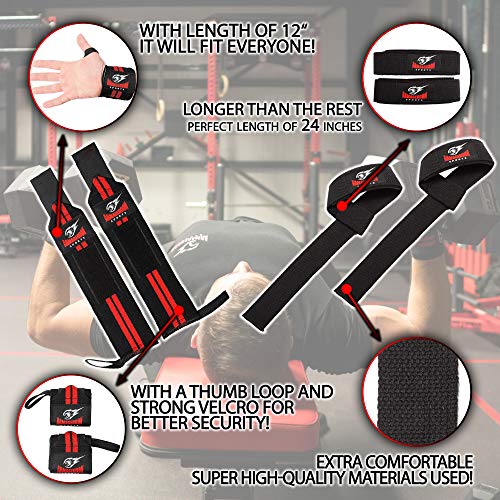 Combo Lifting Straps + Wrist Wraps Correas Levantamiento de Pesas y Musculación Con Neopreno Acolchado Para Gimnasio De Halterofilia Y Poder Levantar Al Fuerte Agarre