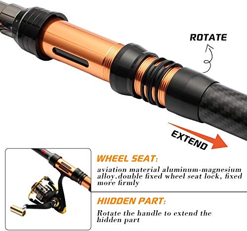 Combo per canne da Spinning e mulinello 2.1m, 2.4m, 3.0m, 3.6m Canna da Pesca telescopica in carbonio al 99% e 11BB Mulinello e Borsa da Pesca & esche e Linea, Set combinato Canna da Pesca (2.1M)