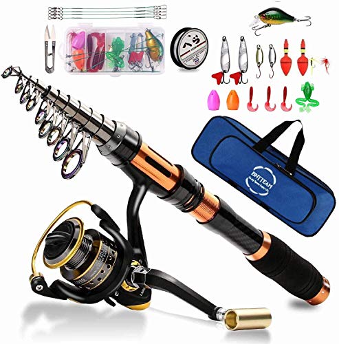 Combo per canne da Spinning e mulinello 2.1m, 2.4m, 3.0m, 3.6m Canna da Pesca telescopica in carbonio al 99% e 11BB Mulinello e Borsa da Pesca & esche e Linea, Set combinato Canna da Pesca (2.1M)