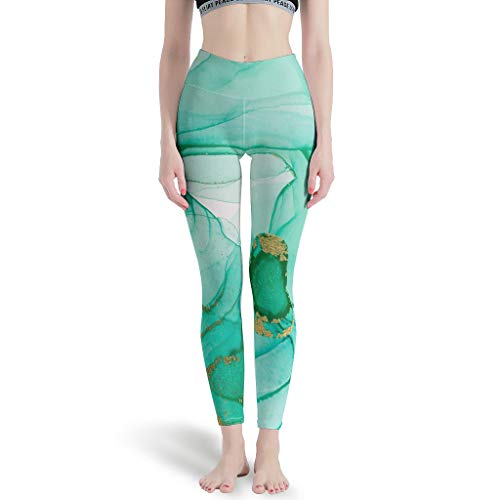 COMBON Shop Leggings deportivos Magic Marbling Mujer Atlético Control de barriga - Leggings para Pilates Gimnasio Blanco S