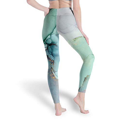 COMBON Shop Leggings deportivos Magic Marbling Mujer Diseño Impresión Elástico - Leggings para Pilates Gimnasio Blanco S