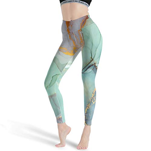 COMBON Shop Leggings deportivos Magic Marbling Mujer Diseño Impresión Elástico - Leggings para Pilates Gimnasio Blanco S