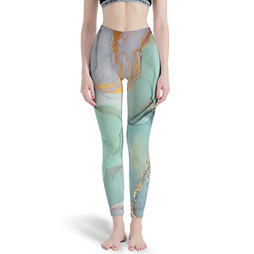 COMBON Shop Leggings deportivos Magic Marbling Mujer Diseño Impresión Elástico - Leggings para Pilates Gimnasio Blanco S