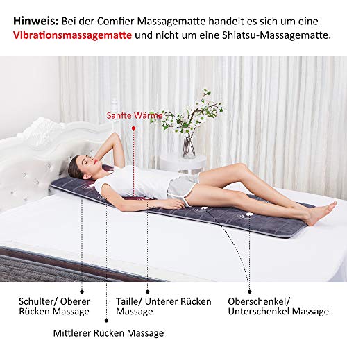 COMFIER Colchón de Masaje Eléctrico con 10 Motores Vibrantes, Almohadilla Térmica de 2 Terapias con Apagado Automático, Almohadilla de Colchón de Masaje Calentado para el Alivio del Dolor de Espalda COMFIER Colchón de Masaje Eléctrico con 10 Motores Vibrantes, Almohadilla Térmica de 2 Terapias con Apagado Automático, Almohadilla de Colchón de Masaje Calentado para el Alivio del Dolor de Espalda