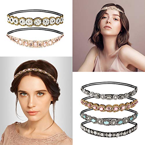 Comius Sharp 6 Piezas Bandas para la Cabeza Elásticas, Bohemia Diadema Cristal Diamante de Imitación Bandas Diademas de Pelo para el Pelo Accesorios para el Cabello de la Boda para Mujer (6 Estilos)