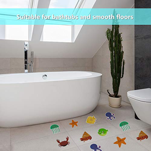 Comius Sharp Antideslizante bañera Pegatinas, 10 Piezas Pegatinas Antideslizante Bañera Bebe,mar Criatura,Flores,Ducha Antideslizante Pegatinas, para bañera y Ducha Superficies. (Shape 2)