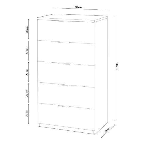 Comoda 5 Cajones, Sinfonier, Modelo Alaya, Acabado en Color Blanco Artik, 60 cm (Ancho) x 110 cm (Alto) x 40 cm (Fondo) Comoda 5 Cajones, Sinfonier, Modelo Alaya, Acabado en Color Blanco Artik, 60 cm (Ancho) x 110 cm (Alto) x 40 cm (Fondo)