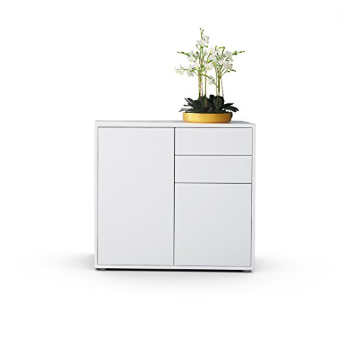 Cómoda Sideboard Ben, Cuerpo en Blanco Mate/Frentes en Blanco Mate