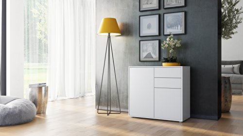 Cómoda Sideboard Ben, Cuerpo en Blanco Mate/Frentes en Blanco Mate