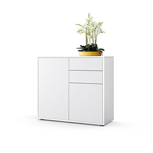 Cómoda Sideboard Ben, Cuerpo en Blanco Mate/Frentes en Blanco Mate