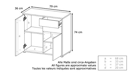 Cómoda Sideboard Ben, Cuerpo en Blanco Mate/Frentes en Blanco Mate