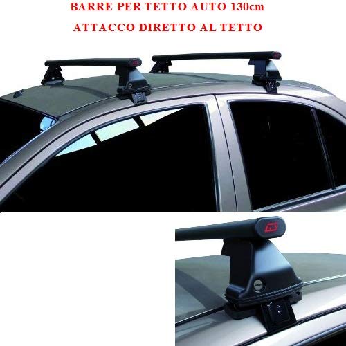Compatible con Seat Ibiza 5p 2020 (68.108) Barras Rack DE Techo para Coche Barra DE 130CM para Coches con Accesorio Directo AL Techo SIN BARANDA Rack DE Techo Acero Negro