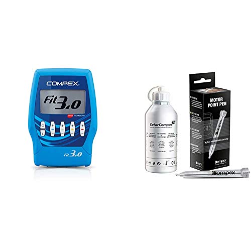 Compex Fit 3.0 Electroestimulador, Unisex, Azul + Motor Point - Lápiz de Punto Motor, Plateado, Standard Compex Fit 3.0 Electroestimulador, Unisex, Azul + Motor Point - Lápiz de Punto Motor, Plateado, Standard