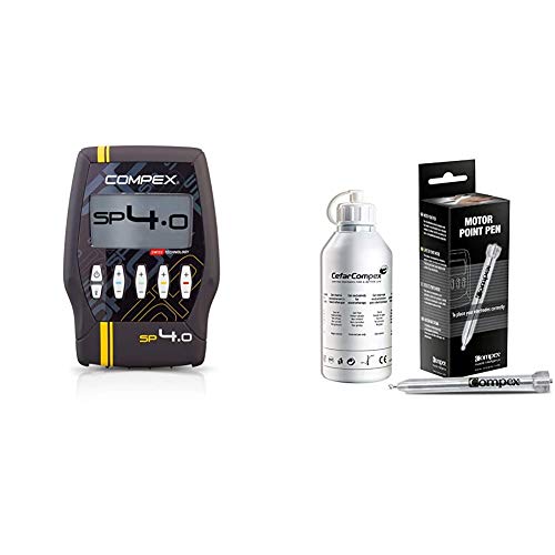 Compex SP 4.0. Electroestimulador, Unisex, Gris + Motor Point - Lápiz de Punto Motor, Plateado, Standard Compex SP 4.0. Electroestimulador, Unisex, Gris + Motor Point - Lápiz de Punto Motor, Plateado, Standard