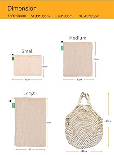 CompraFun Bolsas Reutilizables de Compra, Bolsas de Malla de Algodón Lavables y Transpirables para Frutas, Verduras, Juguetes. Libres de BPA, Ecológicas y Biodegradables (3*S, 3*M, 3*L, 1*XL). Set 10 CompraFun Bolsas Reutilizables de Compra, Bolsas de Malla de Algodón Lavables y Transpirables para Frutas, Verduras, Juguetes. Libres de BPA, Ecológicas y Biodegradables (3*S, 3*M, 3*L, 1*XL). Set 10