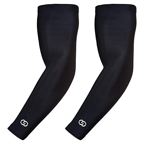 CompressionGear Mangas de Compresión para Hombres/Mujeres - Accesorios Compresión y Soporte - Recuperación Muscular - Protección Solar Deportes, Entrenamiento, Actividad al Aire Libre - Negro