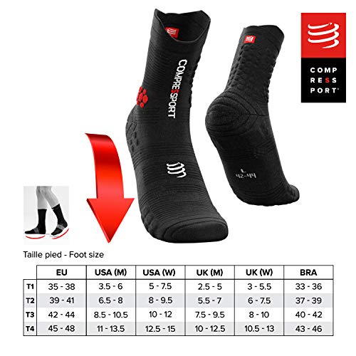 COMPRESSPORT Pro Racing Socks v3.0 Trail Calcetines para Correr, Unisex-Adult, Negro/Rojo, T2