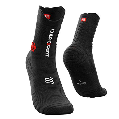 COMPRESSPORT Pro Racing Socks v3.0 Trail Calcetines para Correr, Unisex-Adult, Negro/Rojo, T2