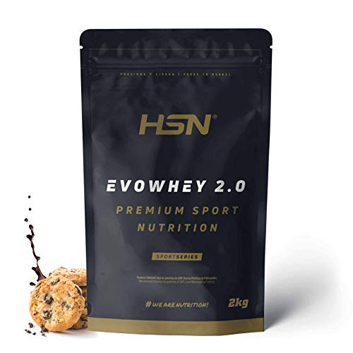 Concentrado de Proteína de Suero Evowhey Protein 2.0 de HSN | Whey Protein Concentrate| Batido de Proteínas en Polvo | Vegetariano, Sin Gluten, Sin Soja, Sabor Chocolate Galletas, 2Kg