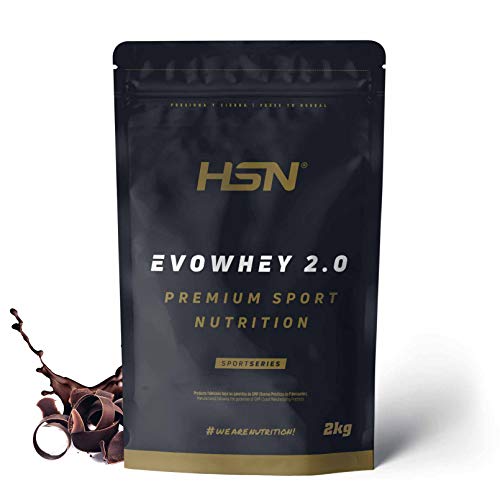 Concentrado de Proteína de Suero Evowhey Protein 2.0 de HSN | Whey Protein Concentrate| Batido de Proteínas en Polvo | Vegetariano, Sin Gluten, Sin Soja, Sabor Chocolate, 2Kg