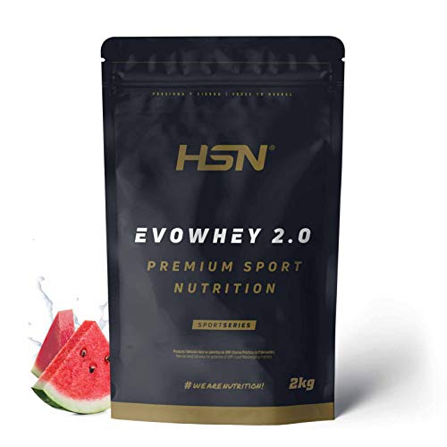 Concentrado de Proteína de Suero Evowhey Protein 2.0 de HSN | Whey Protein Concentrate| Batido de Proteínas en Polvo | Vegetariano, Sin Gluten, Sin Soja, Sabor Sandía, 2Kg