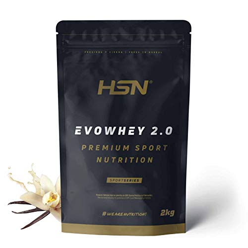 Concentrado de Proteína de Suero Evowhey Protein 2.0 de HSN | Whey Protein Concentrate| Batido de Proteínas en Polvo | Vegetariano, Sin Gluten, Sin Soja, Sabor Vainilla, 2Kg