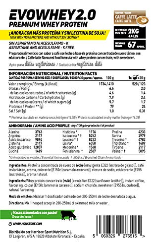 Concentrado de Proteína de Suero Evowhey Protein 2.0 de HSN | Whey Protein Concentrate| Batido de Proteínas en Polvo | Vegetariano, Sin Gluten, Sin Soja, Sabor Café con Leche, 2Kg Concentrado de Proteína de Suero Evowhey Protein 2.0 de HSN | Whey Protein Concentrate| Batido de Proteínas en Polvo | Vegetariano, Sin Gluten, Sin Soja, Sabor Café con Leche, 2Kg