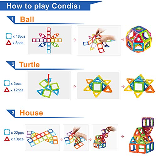 Condis 42 Piezas Bloques de Construcción Magnéticos para Niños Kit de Inicio, Juegos de Viaje Construcciones Magneticas Imanes Regalos Cumpleaños Juguetes Educativos para Niños Mayores de 3 años Condis 42 Piezas Bloques de Construcción Magnéticos para Niños Kit de Inicio, Juegos de Viaje Construcciones Magneticas Imanes Regalos Cumpleaños Juguetes Educativos para Niños Mayores de 3 años