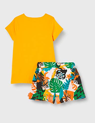 Conjunto Camiseta Y Short Punto Estampado NIÑA Naranja Party Animal