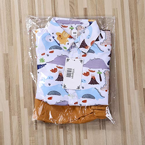 Conjunto de pantalón corto para bebé, verano, estampado Gentleman, manga corta, camiseta + pantalones cortos, juego de 2 piezas Camiseta de dinosaurio. 1-2 Años