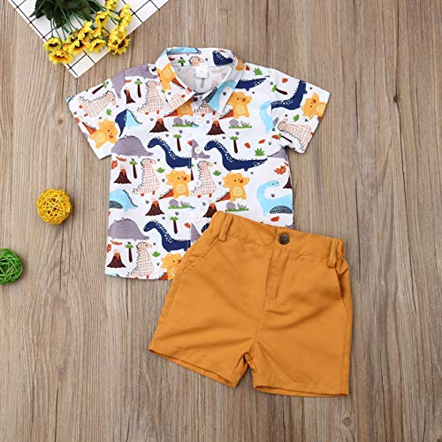 Conjunto de pantalón corto para bebé, verano, estampado Gentleman, manga corta, camiseta + pantalones cortos, juego de 2 piezas Camiseta de dinosaurio. 1-2 Años Conjunto de pantalón corto para bebé, verano, estampado Gentleman, manga corta, camiseta + pantalones cortos, juego de 2 piezas Camiseta de dinosaurio. 1-2 Años