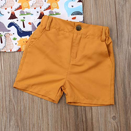 Conjunto de pantalón corto para bebé, verano, estampado Gentleman, manga corta, camiseta + pantalones cortos, juego de 2 piezas Camiseta de dinosaurio. 1-2 Años