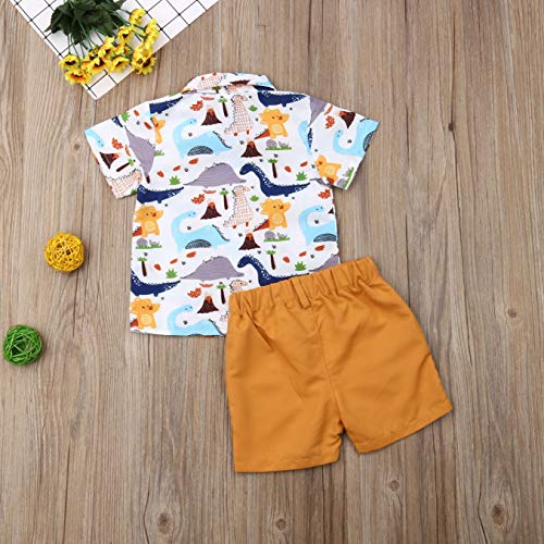 Conjunto de pantalón corto para bebé, verano, estampado Gentleman, manga corta, camiseta + pantalones cortos, juego de 2 piezas Camiseta de dinosaurio. 1-2 Años