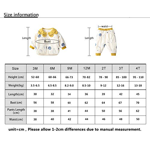 Conjunto de Ropa para Recién Nacido, Abrigo + Pantalón, 2 uds, Cuello de Pétalo, Manga Larga, Ropa Gruesa, Trajes para Niños y Niñas, Primavera Invierno,Yellow,9-12Months Conjunto de Ropa para Recién Nacido, Abrigo + Pantalón, 2 uds, Cuello de Pétalo, Manga Larga, Ropa Gruesa, Trajes para Niños y Niñas, Primavera Invierno,Yellow,9-12Months