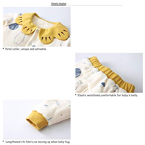 Conjunto de Ropa para Recién Nacido, Abrigo + Pantalón, 2 uds, Cuello de Pétalo, Manga Larga, Ropa Gruesa, Trajes para Niños y Niñas, Primavera Invierno,Yellow,9-12Months Conjunto de Ropa para Recién Nacido, Abrigo + Pantalón, 2 uds, Cuello de Pétalo, Manga Larga, Ropa Gruesa, Trajes para Niños y Niñas, Primavera Invierno,Yellow,9-12Months
