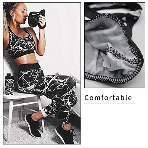 Conjunto Ropa Deportiva Mujer Fitness Chandal 2 Piezas Estampada Sujetador Crop Top y Mallas Leggings Conjunto de Ropa de Deporte Yoga Set Sportwear para Gym Running Pilates Fitness (Negro, S) Conjunto Ropa Deportiva Mujer Fitness Chandal 2 Piezas Estampada Sujetador Crop Top y Mallas Leggings Conjunto de Ropa de Deporte Yoga Set Sportwear para Gym Running Pilates Fitness (Negro, S)