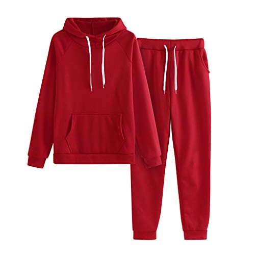 Conjuntos Deportivos Chándal Mujer con Cordón Sudadera Casuales con Capucha Comodo y Suave + Pantalones Yoga Ropa de Casa Hoodie de Deporte Fannyfuny